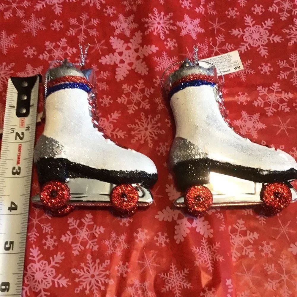 Pair of glass roller skate ornaments